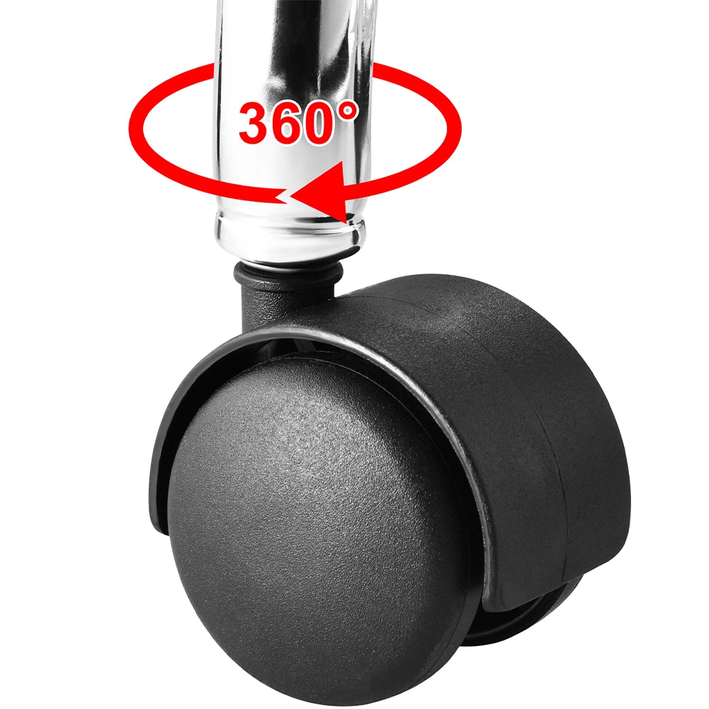 Sgabello con ruote Bianco Seduta imobottita e Schienale Basso, Base Acciaio 360