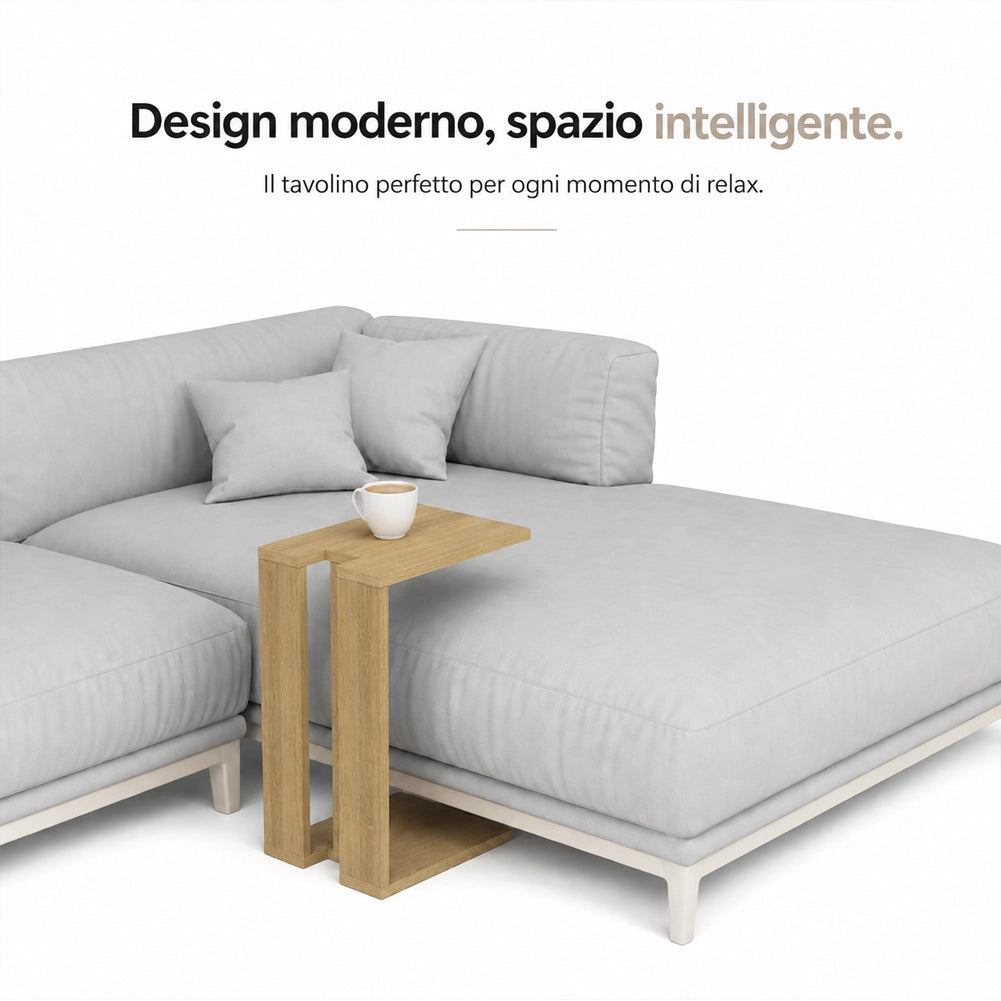Tavolino da Caffè 57x40x30 cm Porta PC Laterale Divano in Legno MDF Quercia