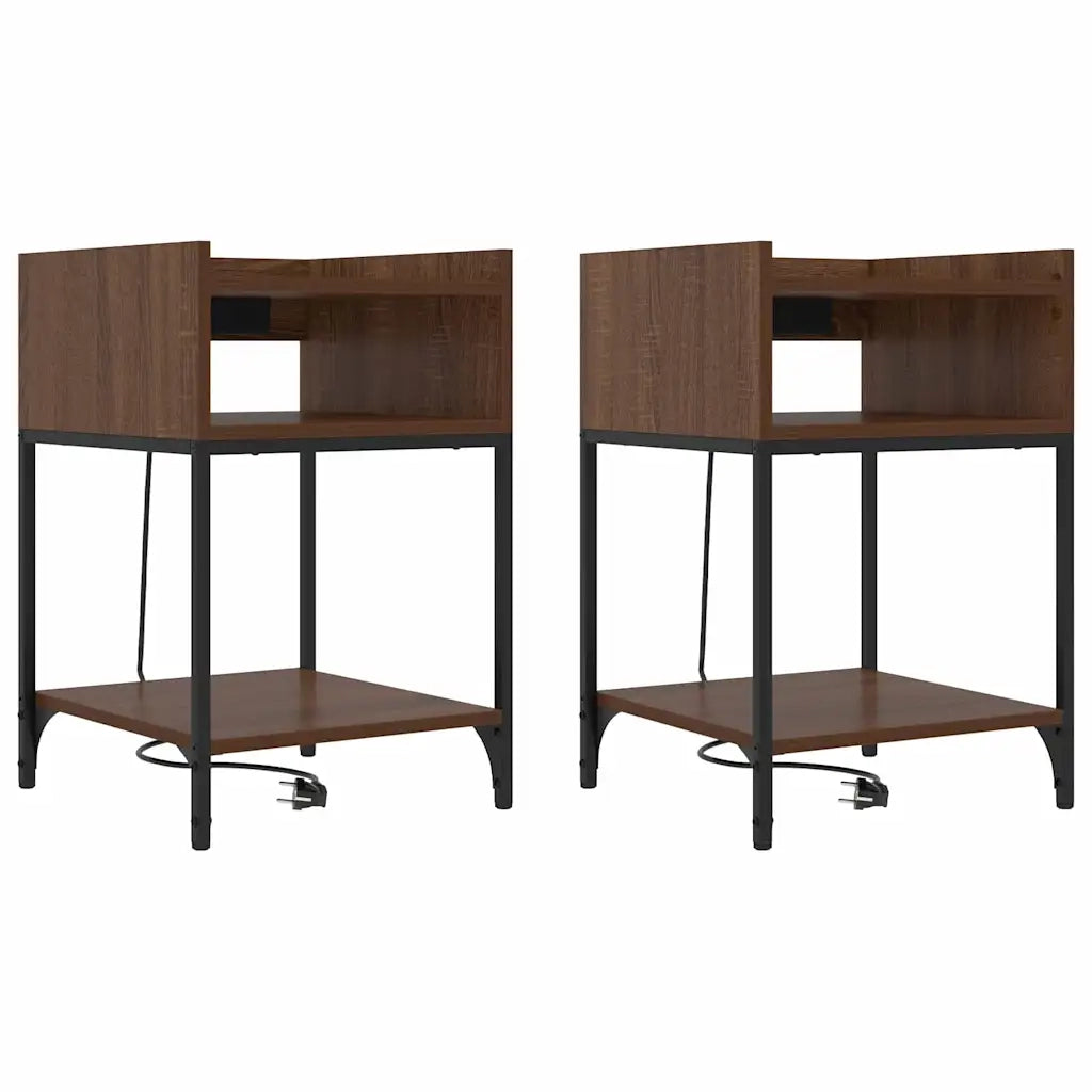 vidaXL Mobiletti da Notte 2 pcs Rovere marrone 40 x 40 x 61 cm