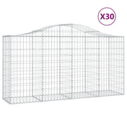 Cestini gabbioni recinzione a gabbia muro di contenimento ad arco 30 pezzi 200 x 50 x 100/120 cm ferro zincato argento 02_0040825