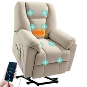 Poltrona Massaggiante Elettrica Reclinabile con Riscaldamento e USB ¨C Zephmum ¨C Beige
