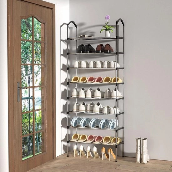 Scarpa metallica pieghevole - progettata per risparmiare spazio - nera - 8 livelli - 60 * 30 * 153
