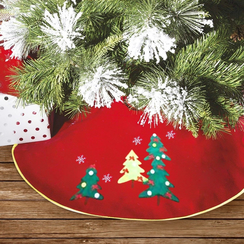 Trade Shop - Tappeto Gonna Copertura Base Albero Di Natale 100cm Rosso Decorazioni Natalizie -