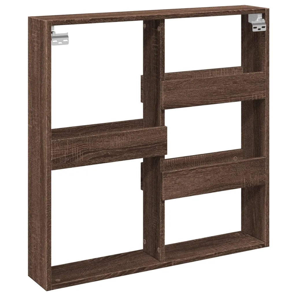 Armadietto a Muro | Mobile a Parete Rovere Marrone 80x15x80 cm Legno Multistrato