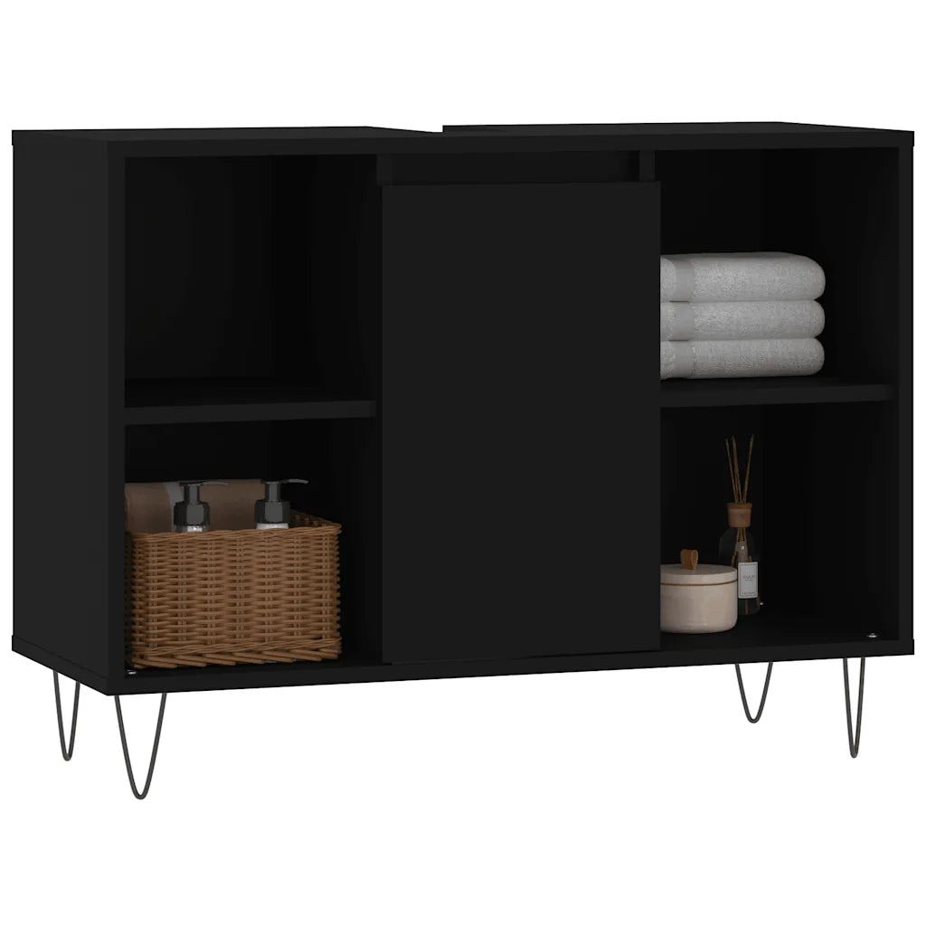 Mobile da Bagno | Armadio da bagno Nero 80x33x60 cm in Legno Multistrato