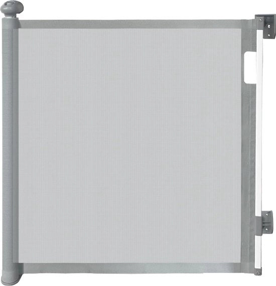 Barriera per bambini e animali da 160 cm, recitabile, per scale e porte, larga 82 cm, alta 160 cm, per interni ed esterni, per corridoi (grigia)