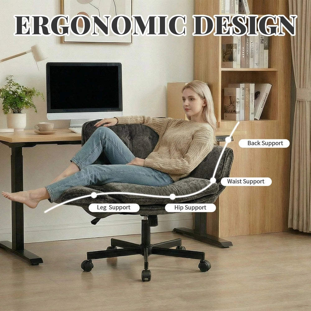 Sedia da Ufficio Girevole ¨C MINIMAL ¨C Nera, Braccioli Pieghevoli, Regolabile in Altezza