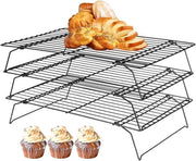 Afroostatore Plus con superficie antiscivolo | Griglia per muffin, pizza e cupcakes da 40 x 25 cm | Accessori per cucina | Acciaio inossidabile | 3 livelli