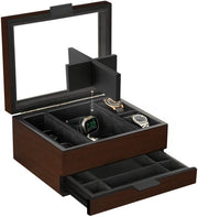 Cassa orologio elegante 8-vacche per signori, finitura in legno di noce, display orologio, vassoio di servizio modulare, compatibile con Apple Watch stand per Apple Watch - Mocha