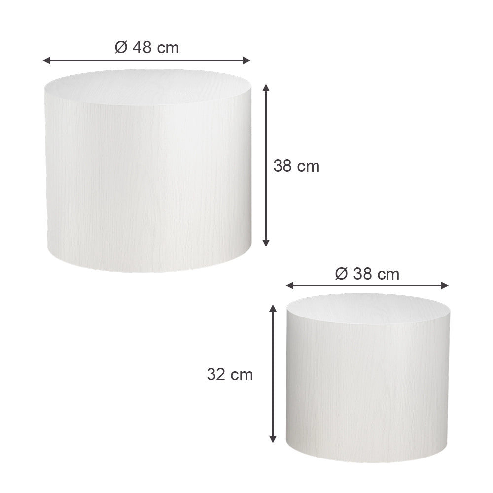 Vicco Set di tavolini da caffè Bianco 48 x 48 cm