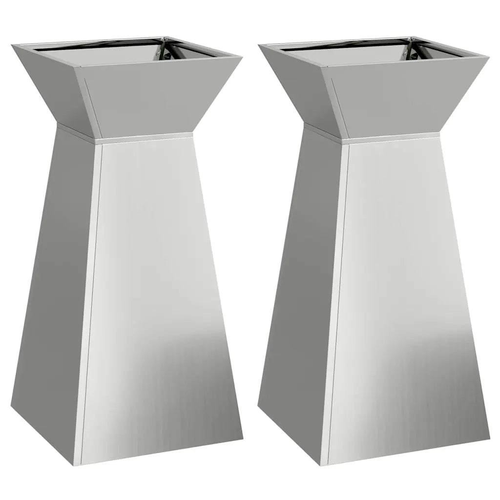 Vaso a Pilastro 2 pz-Set di 2 Fioriera da Esterno-Contenitore per Piante Argento 35 x 35 x 73 cm 207036