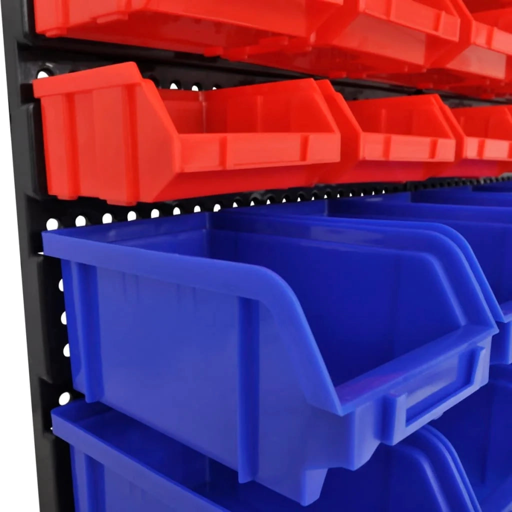 Set di contenitori da parete per stoccaggio in plastica 30 pz blu e rosso 02_0003840