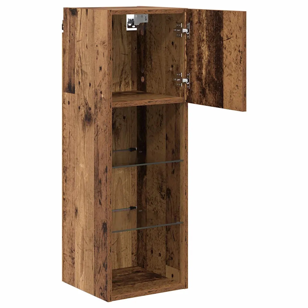 Mobiletti TV a parete 2 pz-Set di 2 Credenza per TV-Console TV Legno vecchio 30,5 x 30 x 90 cm