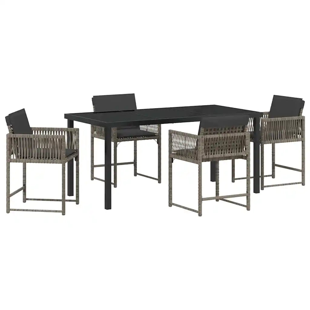Set da Pranzo per Giardino 5 pz | Set Salotto da Giardino Grigio polyrattan