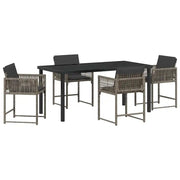 Set da Pranzo per Giardino 5 pz | Set Salotto da Giardino Grigio polyrattan