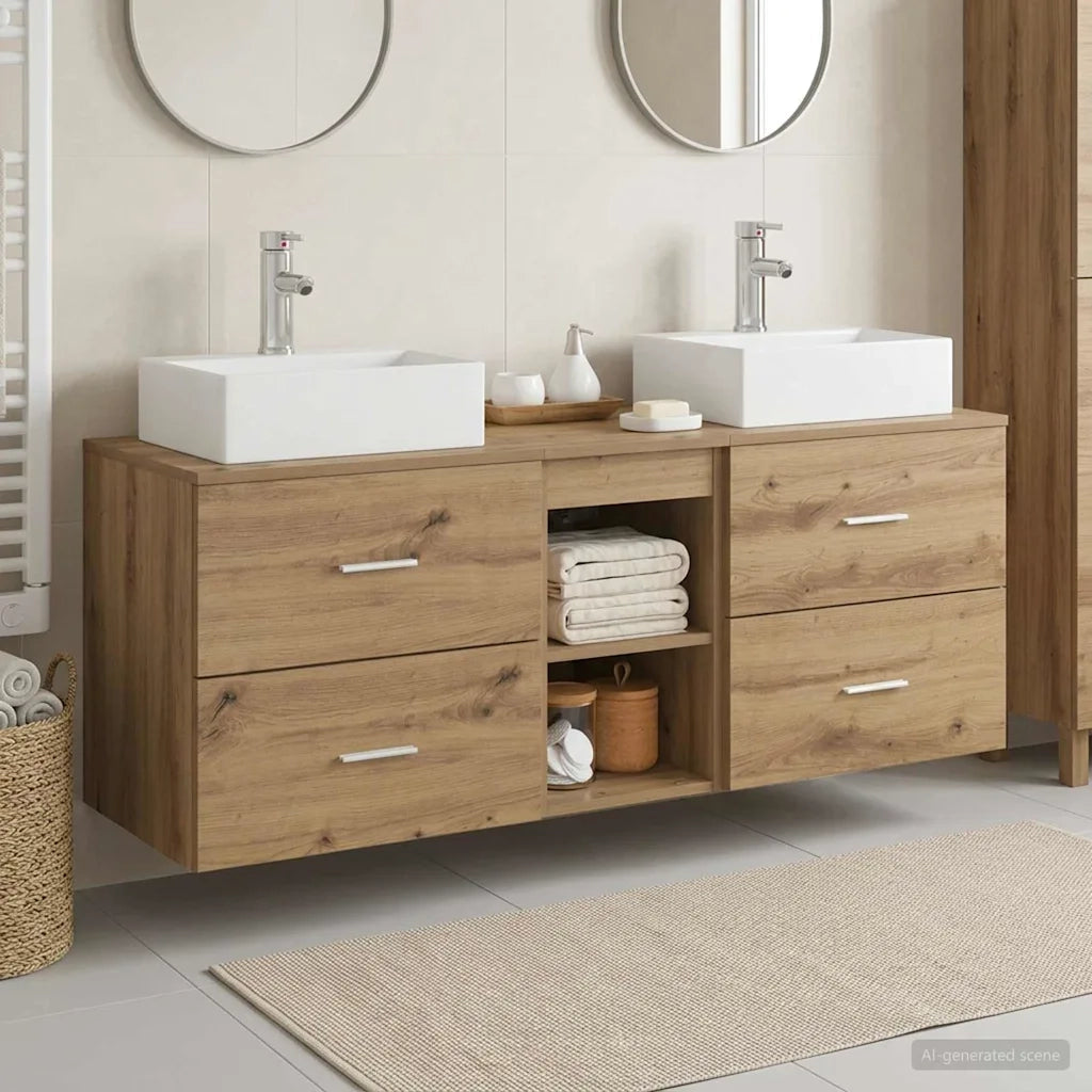 Set di Armadi da Bagno 3 pz Rovere Artigianale 3405842