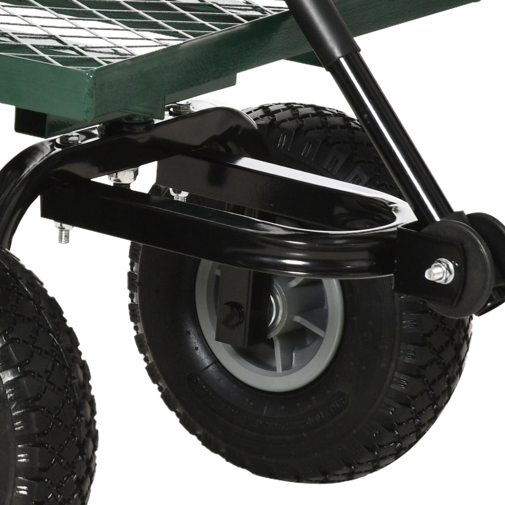 Carrello da Giardino 94x48.5x100 cm Capacità 150 kg in Acciaio Nero e Verde