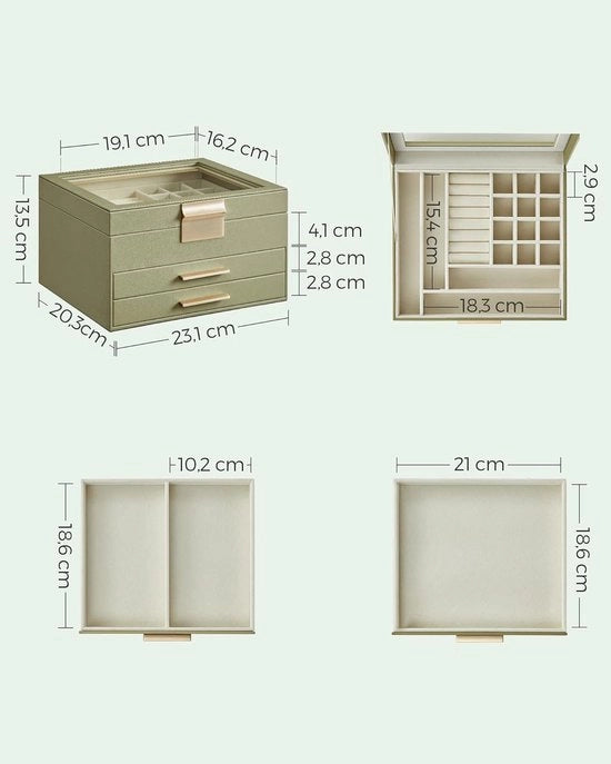 Cassa orologio - cuscino orologio, cassetta orologio \ cassa orologio 20.3D x 23.1L x 13.5A centimetri