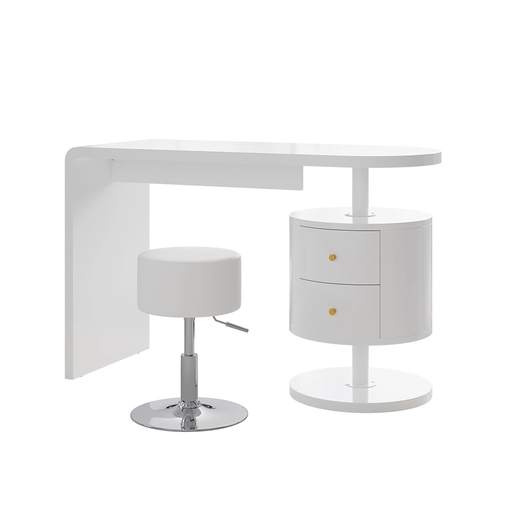 Vicco Tavolo da toeletta Bianco 120 cm con sgabello