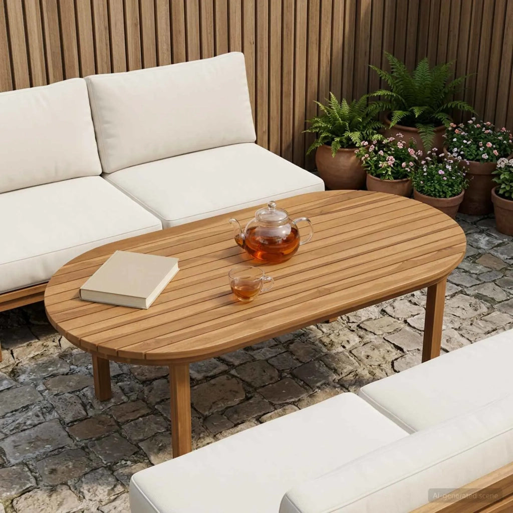 Piano del tavolo 100 x 50 x 3,5 cm Ovale Legno di teak solido 42033162