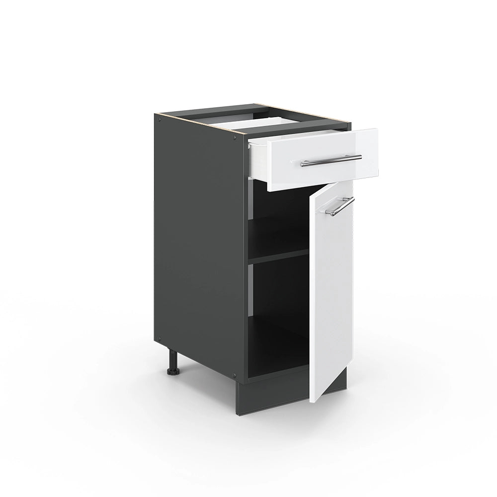 Mobiletto base per cucina Fame-Line Bianco lucido/Antracite 40 cm senza piano di lavoro Vicco