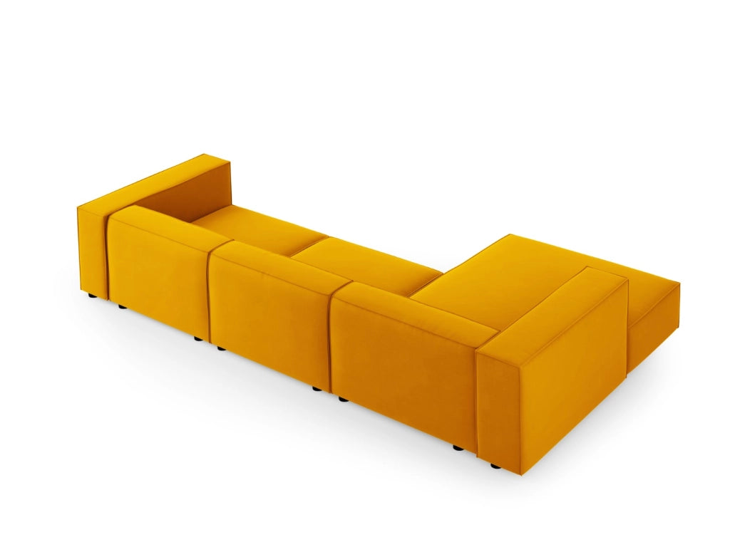 Cosmopolitan Design - Divano angolare sinistro "Arendal" 4 posti in velluto giallo 