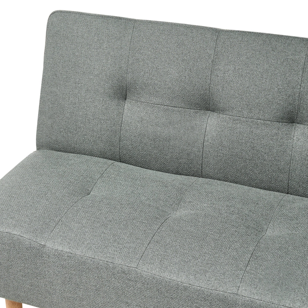 Divano ad Angolo Rivestimento in Tessuto Beige Gambe in Legno Chiaro Chaise Longue versione sinistra 4 Posti