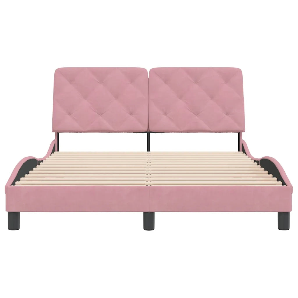 Giroletto senza Materasso-Struttura Letto Rosa 140x190 cm in Velluto