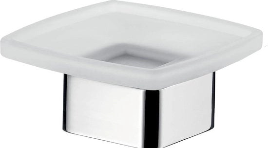 Contenitore di sapone per soffitta in vetro cristallo - chiusura in satinato cromato - accessorio per bagno