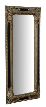 Biscottini Specchio Specchiera Impero da parete e appendere verticale/orizzontale L35xPR4xH82 cm finitura argento e nero anticato