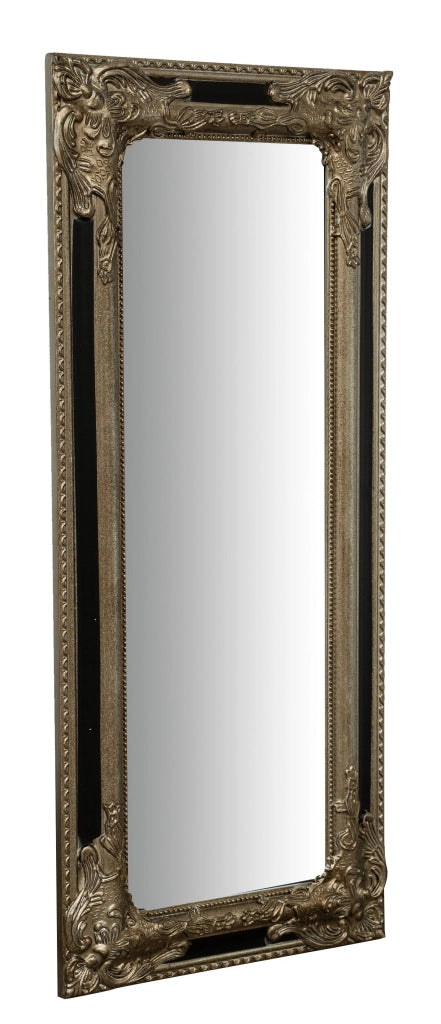 Biscottini Specchio Specchiera Impero da parete e appendere verticale/orizzontale L35xPR4xH82 cm finitura argento e nero anticato