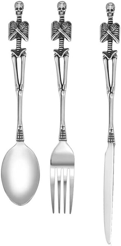 Set di cucito Premium a forma di scheletro con uncino a forma di teschio con lama con design unico in acciaio inossidabile per Halloween, Natale e Pasqua