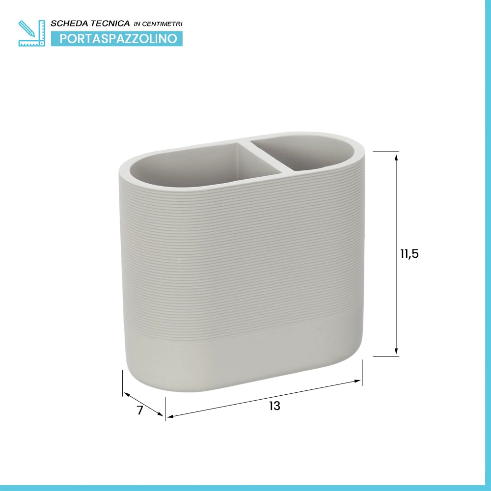 Bicchiere porta spazzolini in poliresina crema Marica