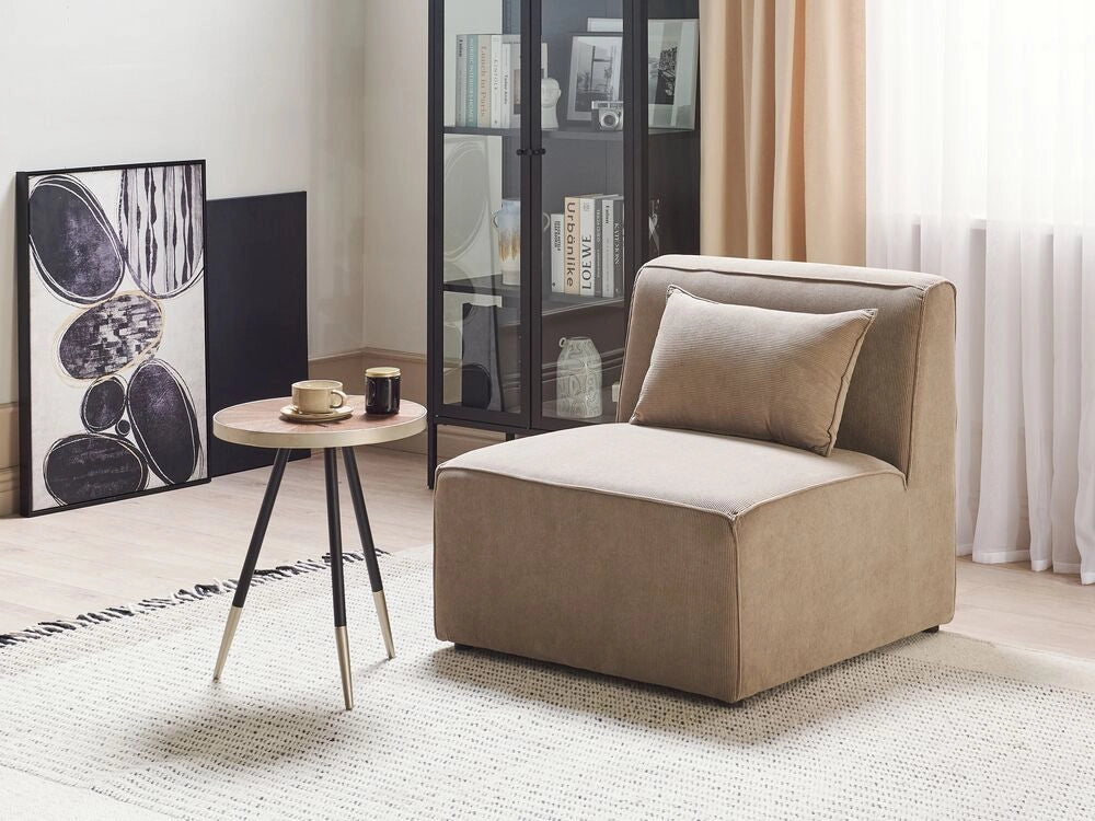 Modulo divano a 1 posto in velluto a coste Beige Scuro moderno monoposto