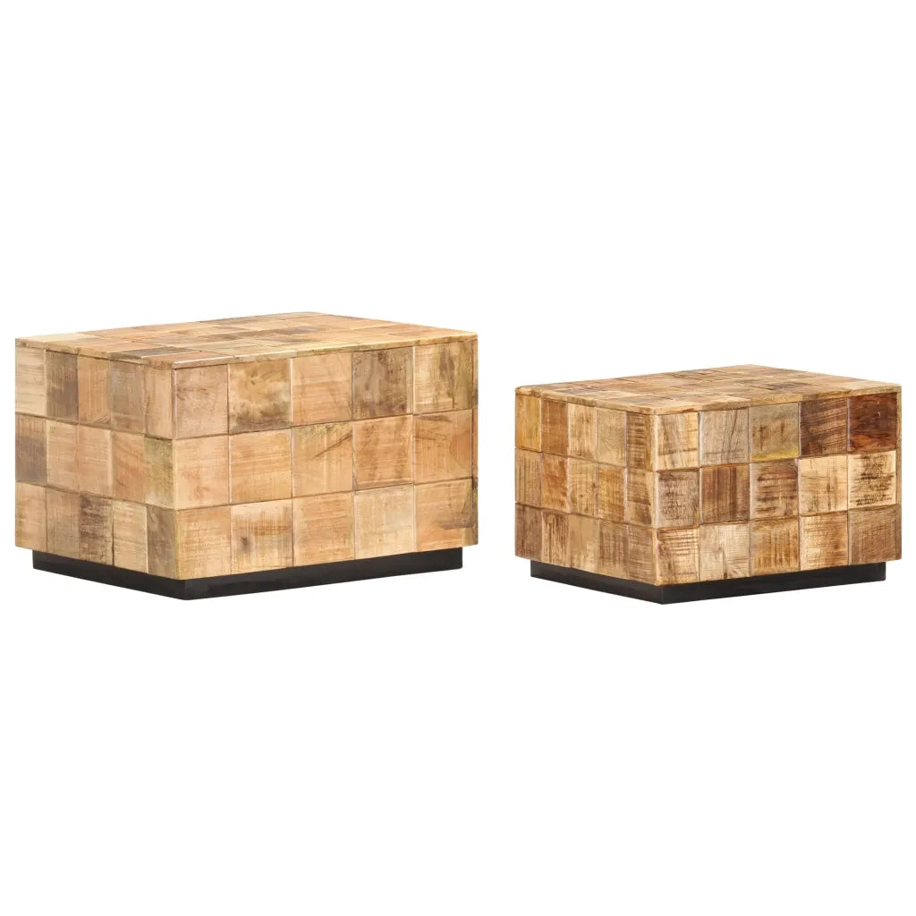Tavolini da Salotto 2 pz a Blocchi Legno di Mango Grezzo 286435