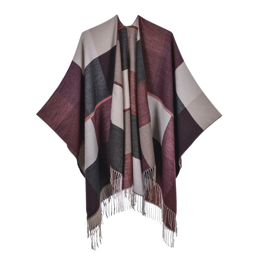 Nuova sciarpa/scialle da donna, in jacquard dal design retr¨° e alla moda, divisa in due, spessa e calda.