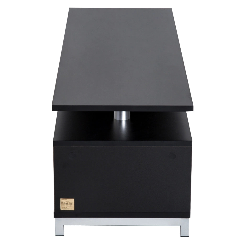 Easycomfort Mobile TV Moderno con Ripiano in Legno, Mobiletto Tavolino Basso da Salotto 114x40x40.5cm, Nero