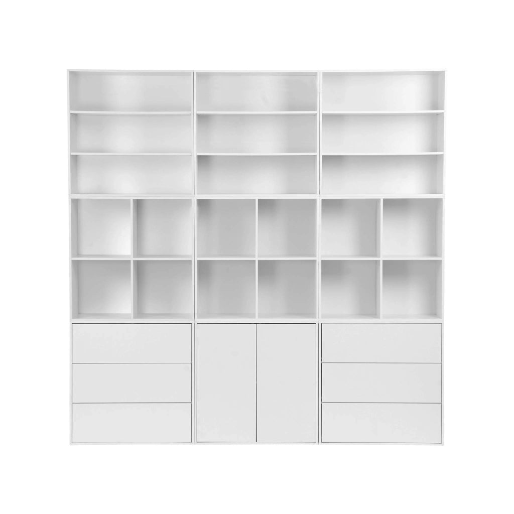 Modulo di stoccaggio decorativo in legno 3 cassetti, bianco