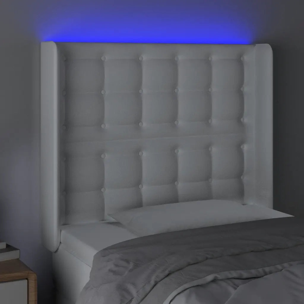 Testiera ad Orecchio Bianco 83x16x118/128 cm in Similpelle