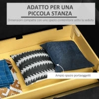 Divano Letto 2 Posti con Spazio Portaoggetti per Soggiorno e Camera, in Policotone e Gommapiuma, Grigio