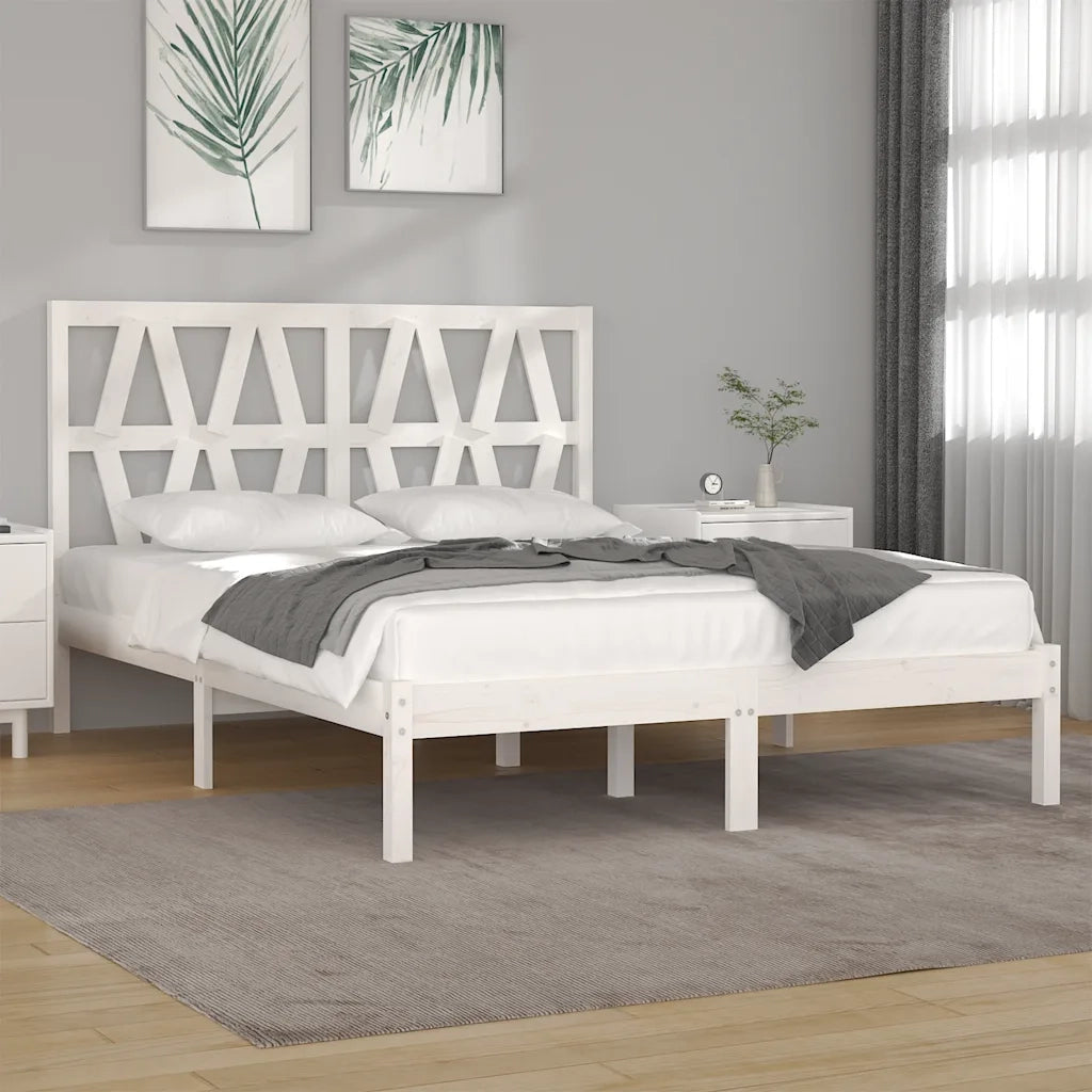 Giroletto-Struttura Letto Bianco in Legno Massello di Pino 120x200 cm 244381