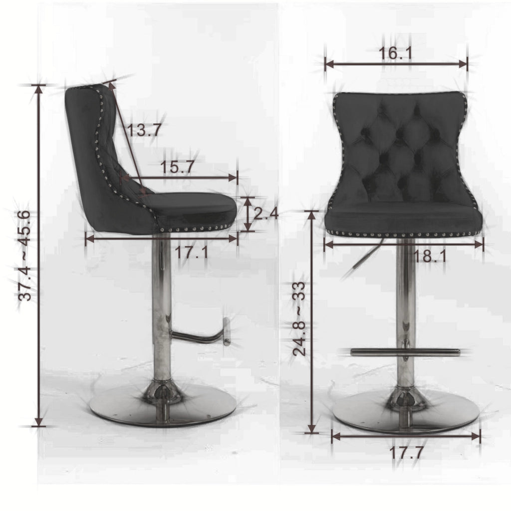 Set sgabelli da bar girevoli velluto beige ¨C Minimal ¨C base oro altezza regolabile 63,5-83,8 cm