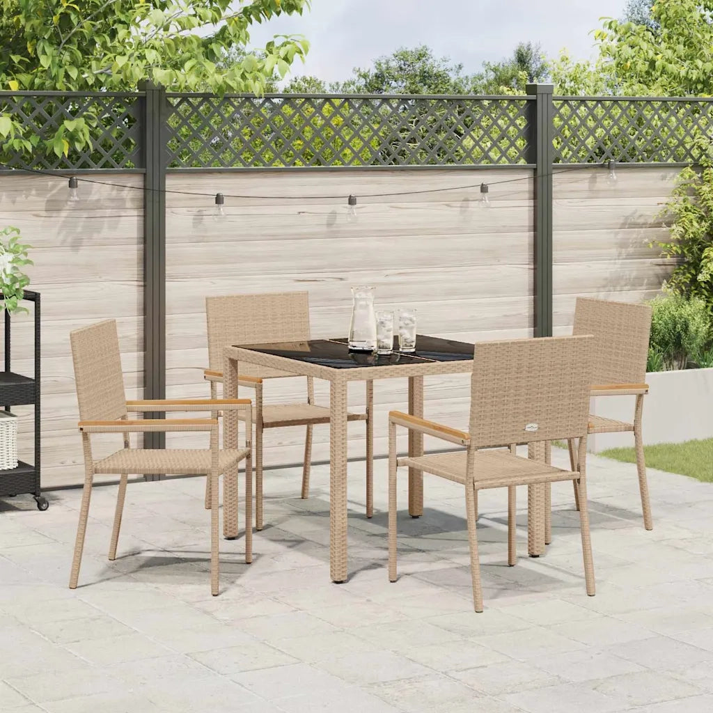 Set da Pranzo per Giardino 5 pz | Set Salotto da Giardino Beige polyrattan