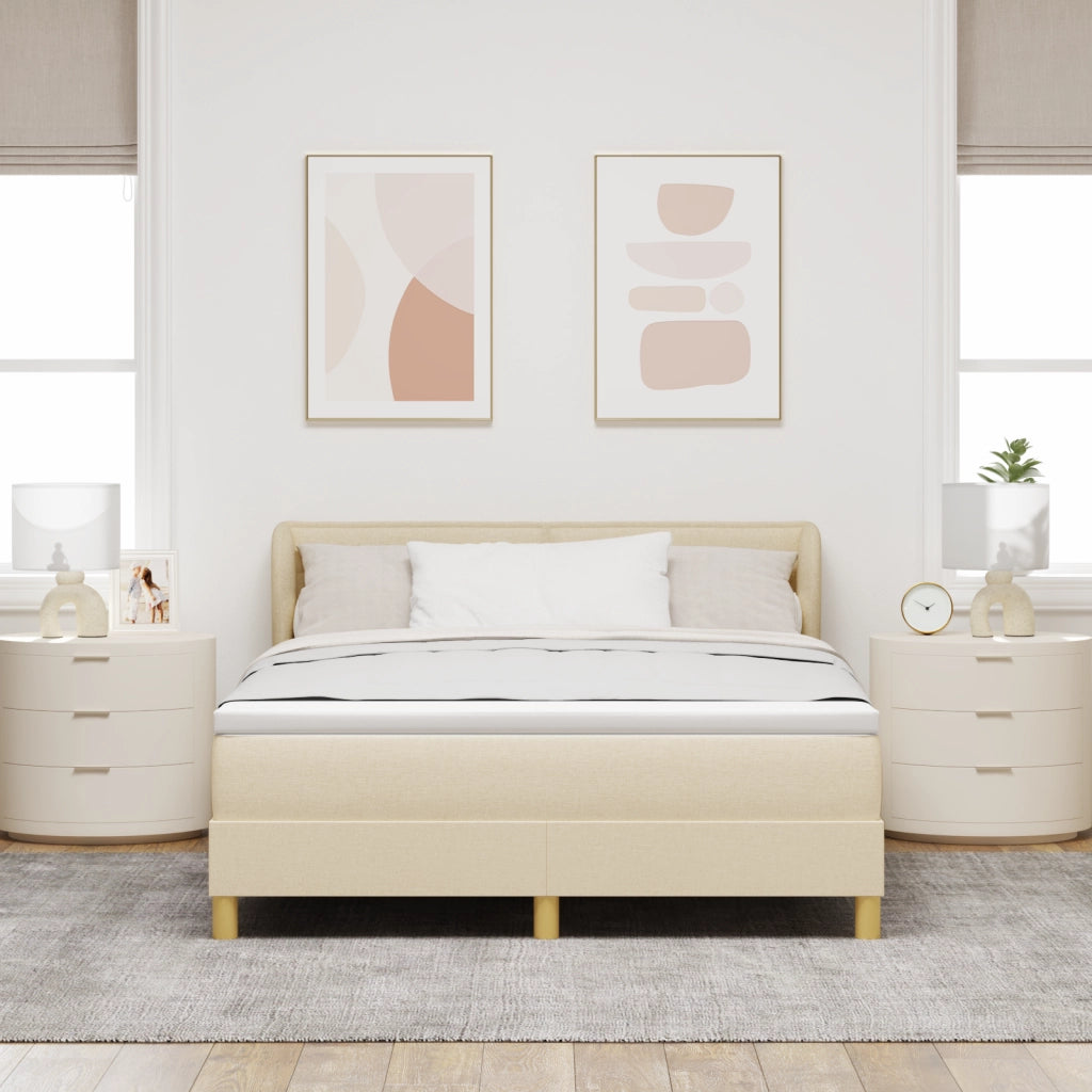 Letto con Materasso - Crema, 140x190 cm, Tessuto