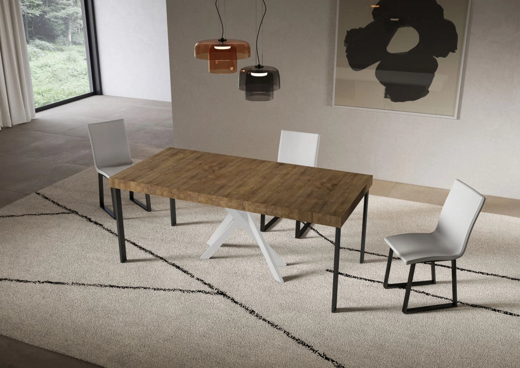 Consolle allungabile 90x40/300 cm Saki Premium noce gambe bianche