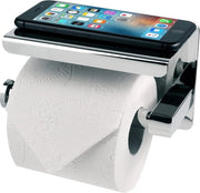 Rolhouder per wc senza perforazione con piastra - acciaio inox - adesivo - set da bagno - cromato