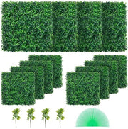 12 pezzi di pannelli di buxus artificiale UV 20x20" 4cm foglie verdi pannelli di siepe per decorazione di interni esterni giardino e cortile.