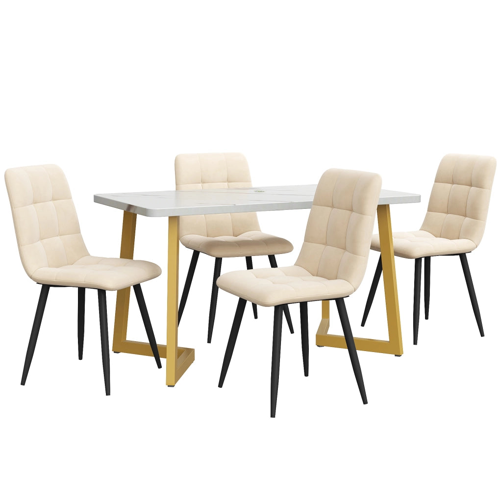 Tavolo da pranzo con 4 sedie moderno; MDF; beige