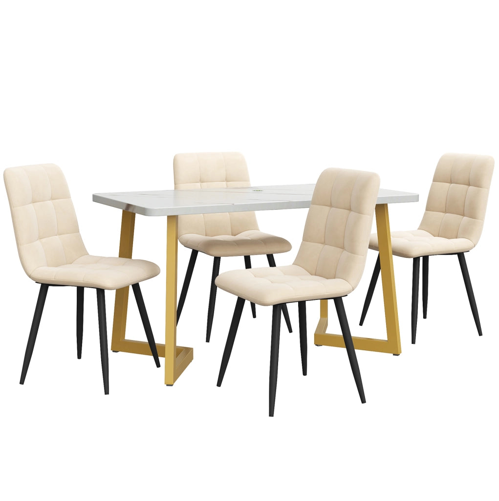 Tavolo da pranzo con 4 sedie moderno; MDF; beige