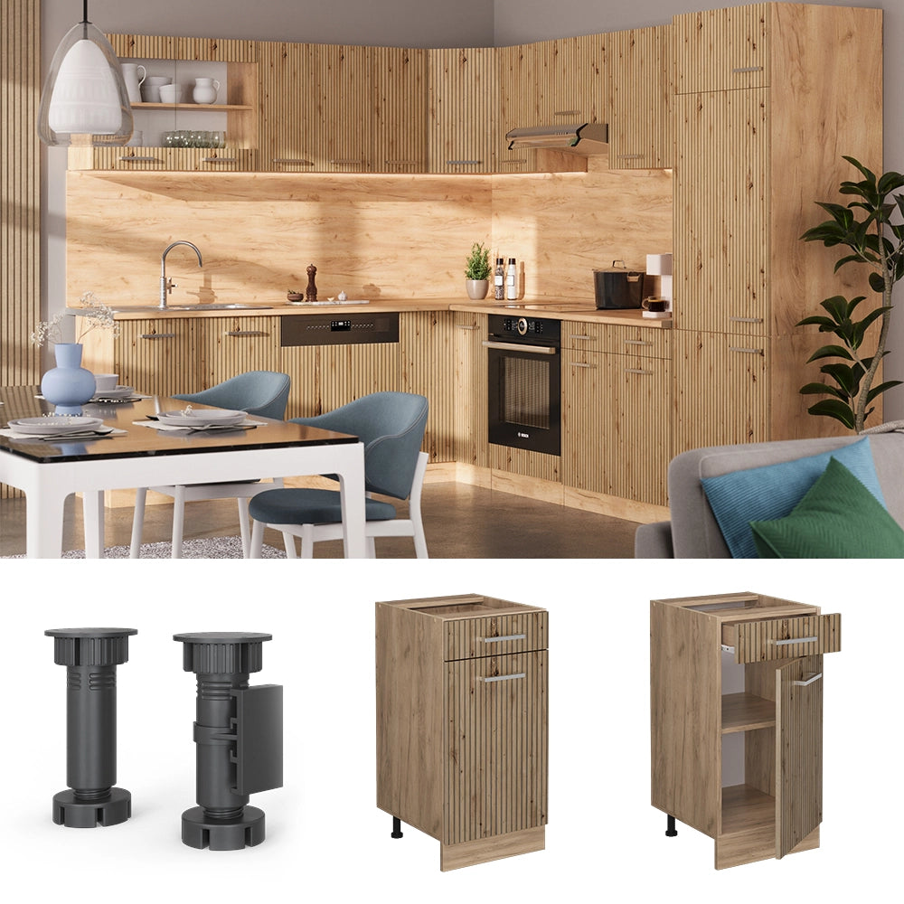 Vicco Mobiletto base per cucina Rovere artigianale 40 cm senza piano di lavoro